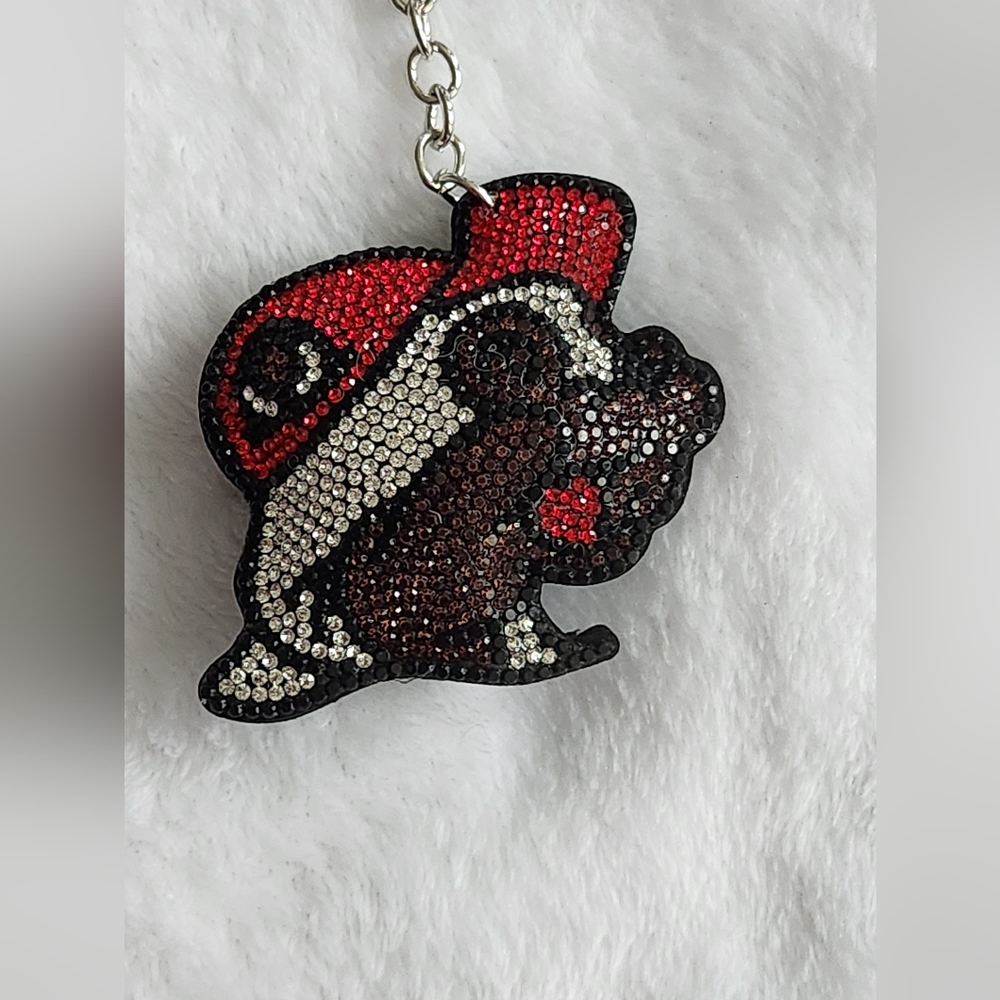 Buc-ee Sparkling Red and Brown Beever Keychain Bag Charm - Picture 2 of 6